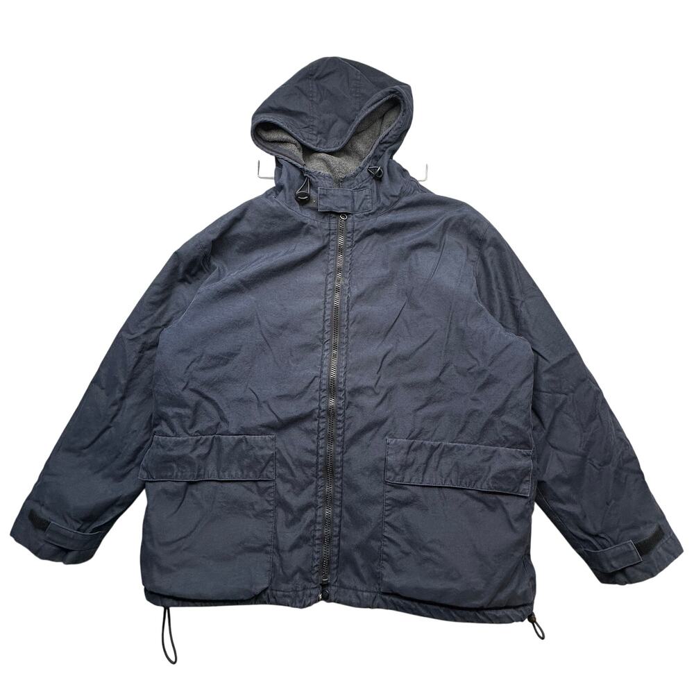 J Crew Fleece Lined Field Full Zip Utility Jacket Mens XL Navy Blue Cotton Nylon